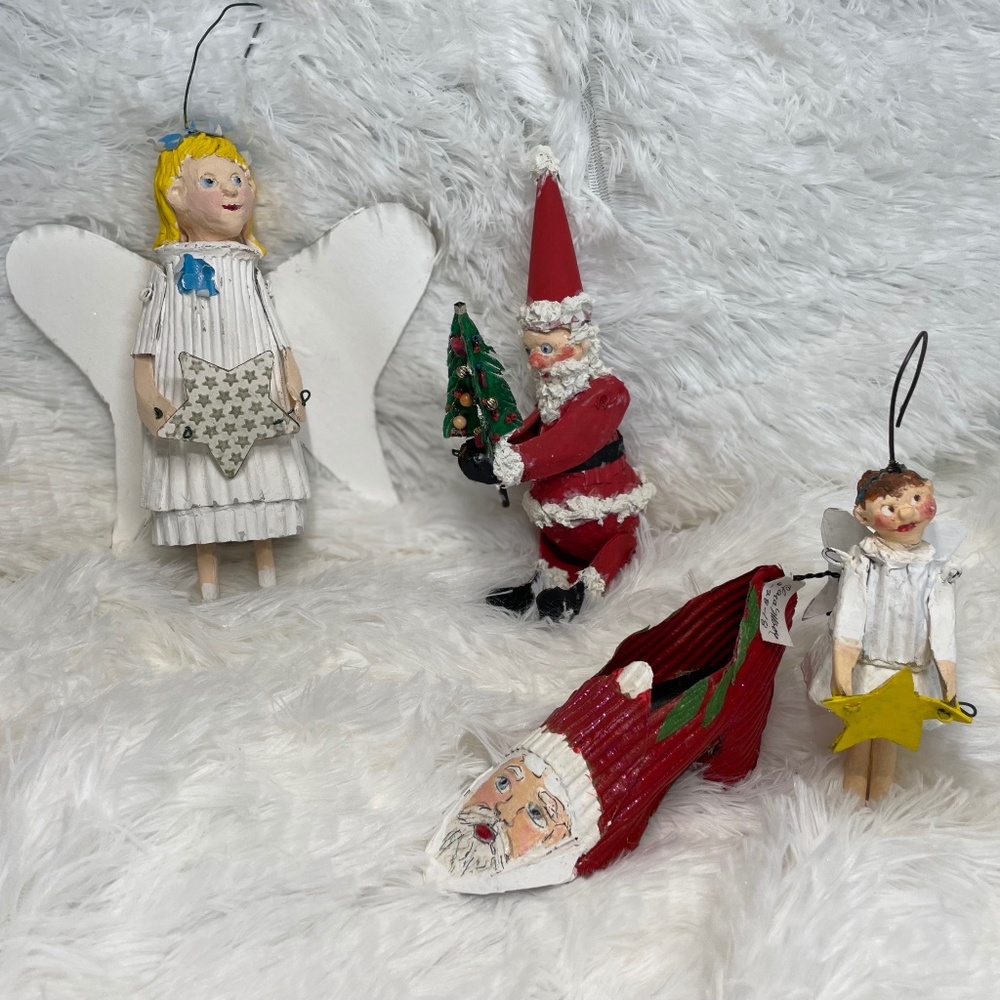 Handmade Clara Moore Christmas Ornaments Bundle of 4